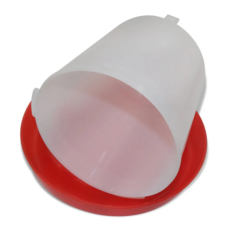 Consommateur d'eau pour volaille de 4 L avec plateau rouge et interrupteur de vidange