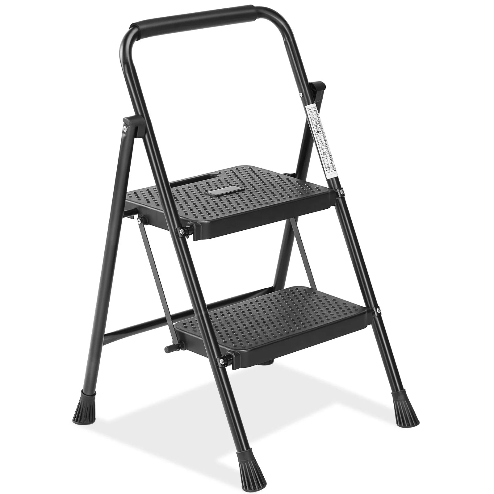 Folding 2-Step Ladder Stool with Anti-Slip Pedals 800lbs Steel