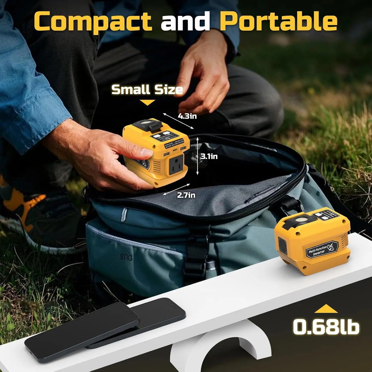 220W Power Inverter for DeWalt 20V Batteries, 110V Output