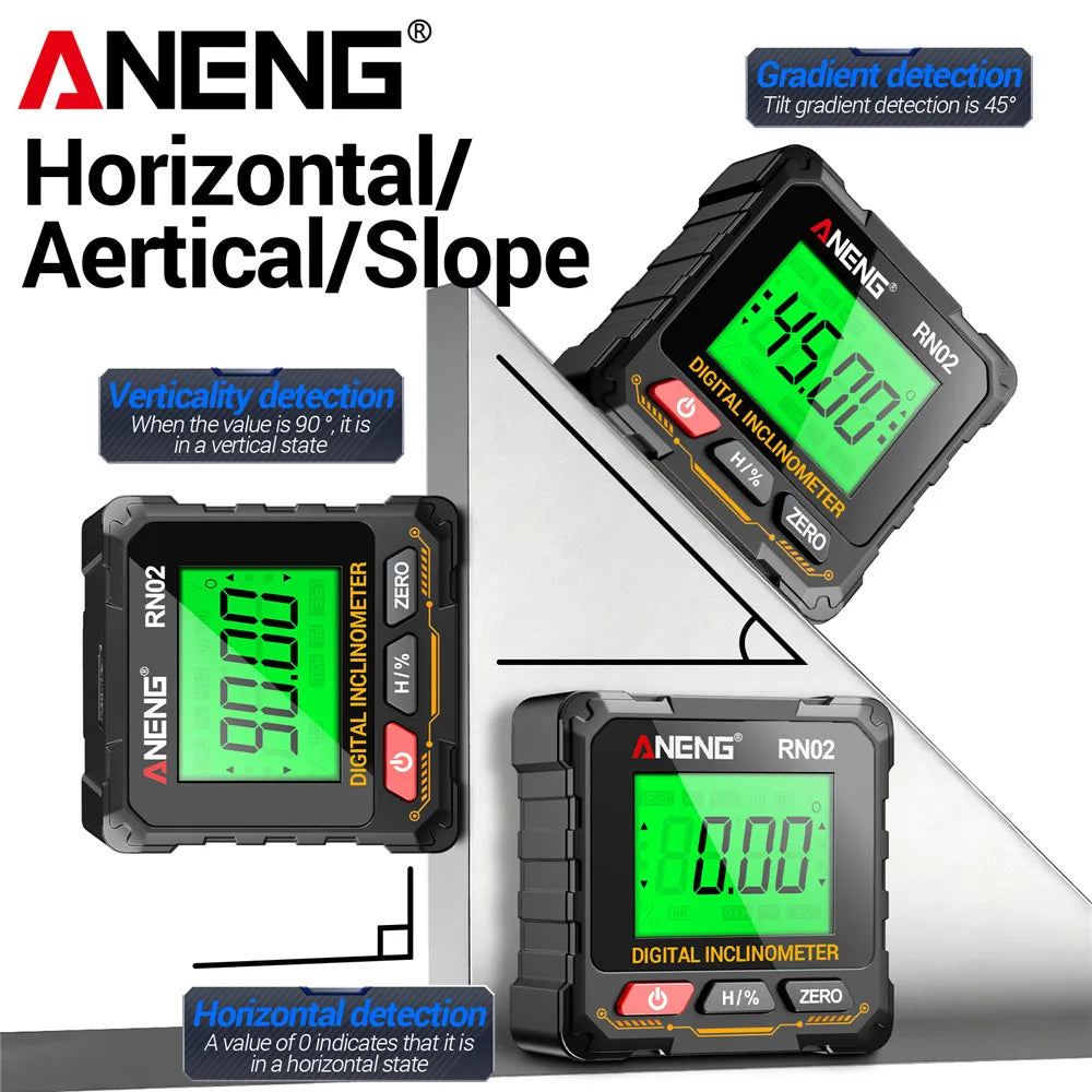 Digital Angle Gauge 0.05° Accuracy 360° Magnetic Inclinometer