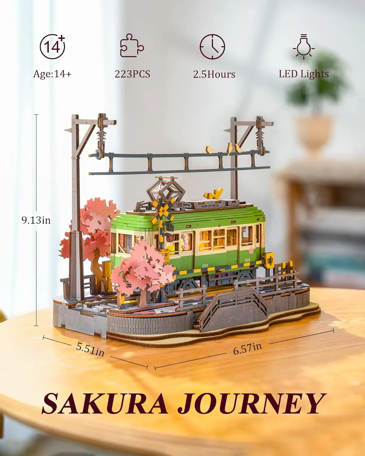 Μοντέλο Τραμ Παζλ 3D Sakura Journey με Φωτισμό LED