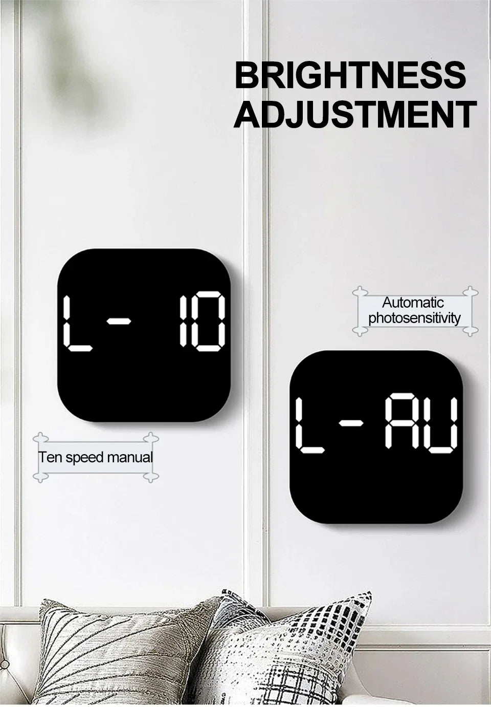 Digital Wall Clock LED Alarm Clock Large Display With Timing Function Remote Control Clock for Living Room Office Bedroom Decor