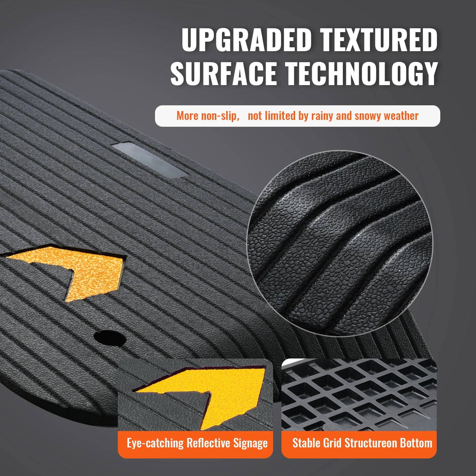 Rubber Driveway Curb Ramp 4" Rise Non-Slip Threshold for Wheels