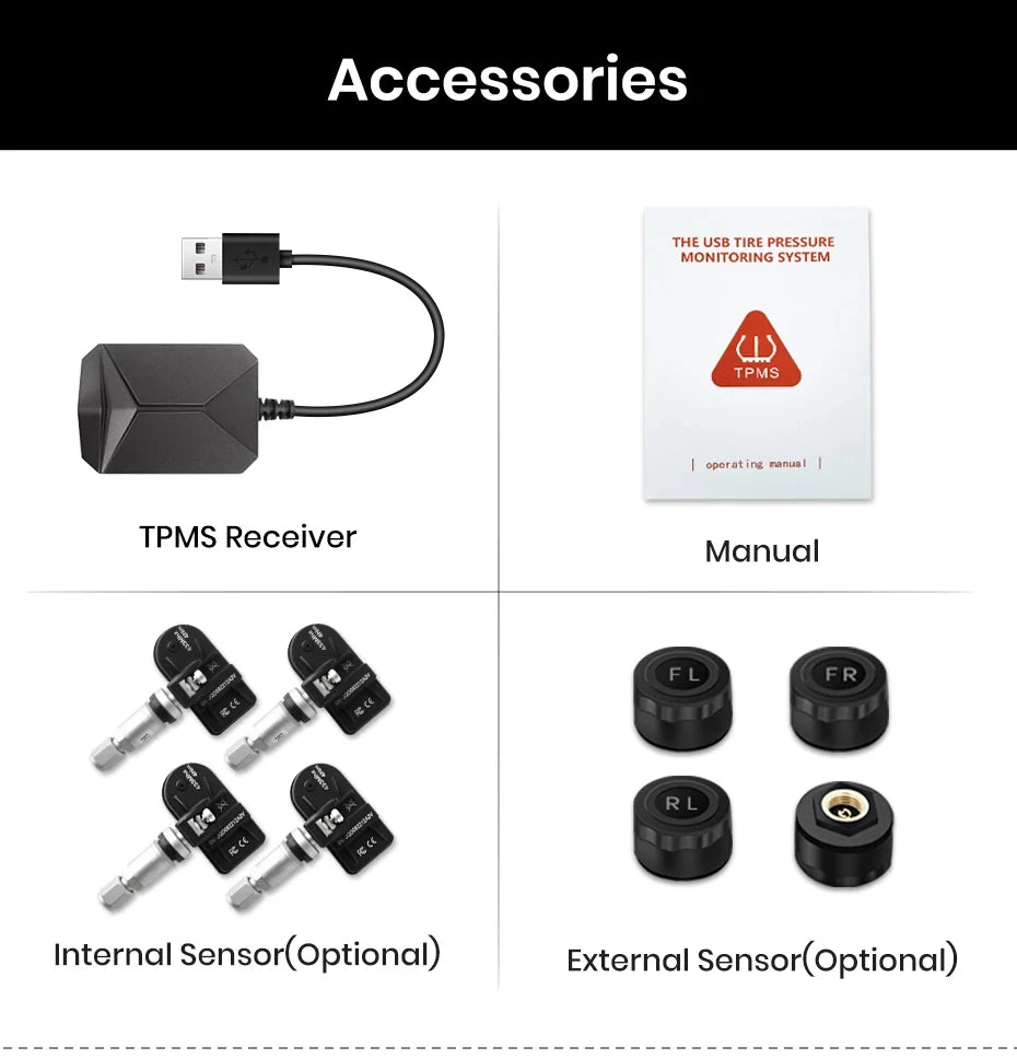 USB Tire Pressure Monitoring System with Internal Sensors