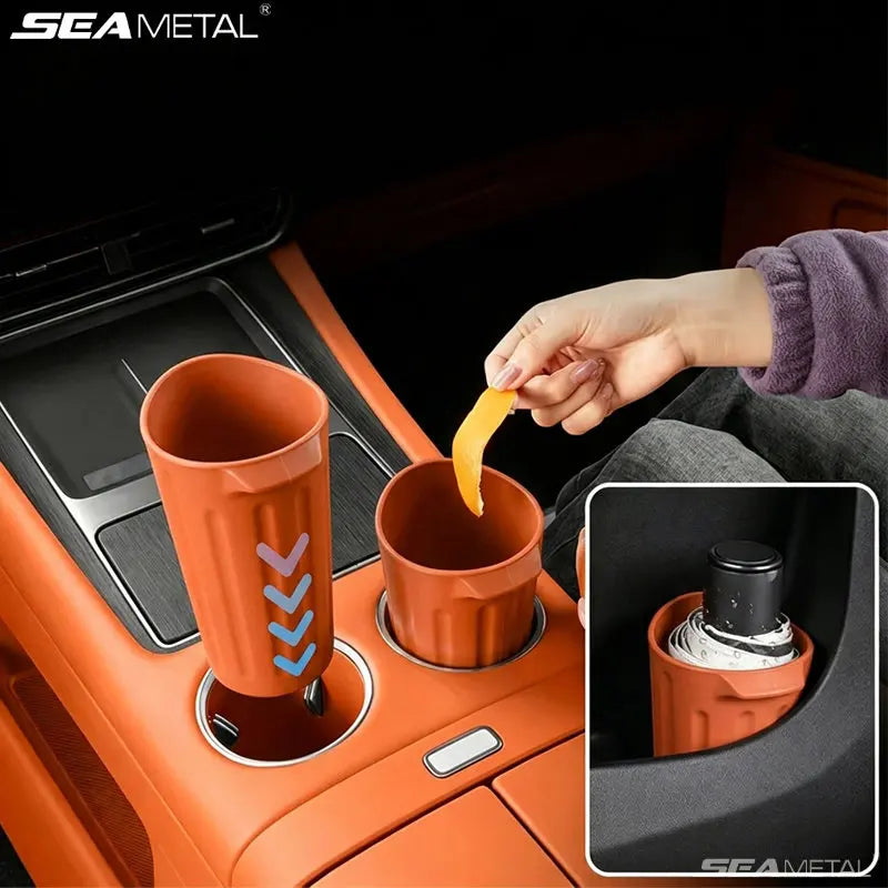 SEAMETAL Car Trash Can Food-Grade Silicone Anti-Slip Trash Bin Twist-Resistant Washable Oil-Repellent Leak-Proof Cup Holder