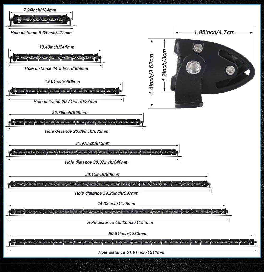 HL 6D Ultra Strip LED Light Bar 8-50inch LED Driving Fog Lamp Work Light Bar 4x4 Led Bar for Motorcycle Offroad SUV ATV Tractor