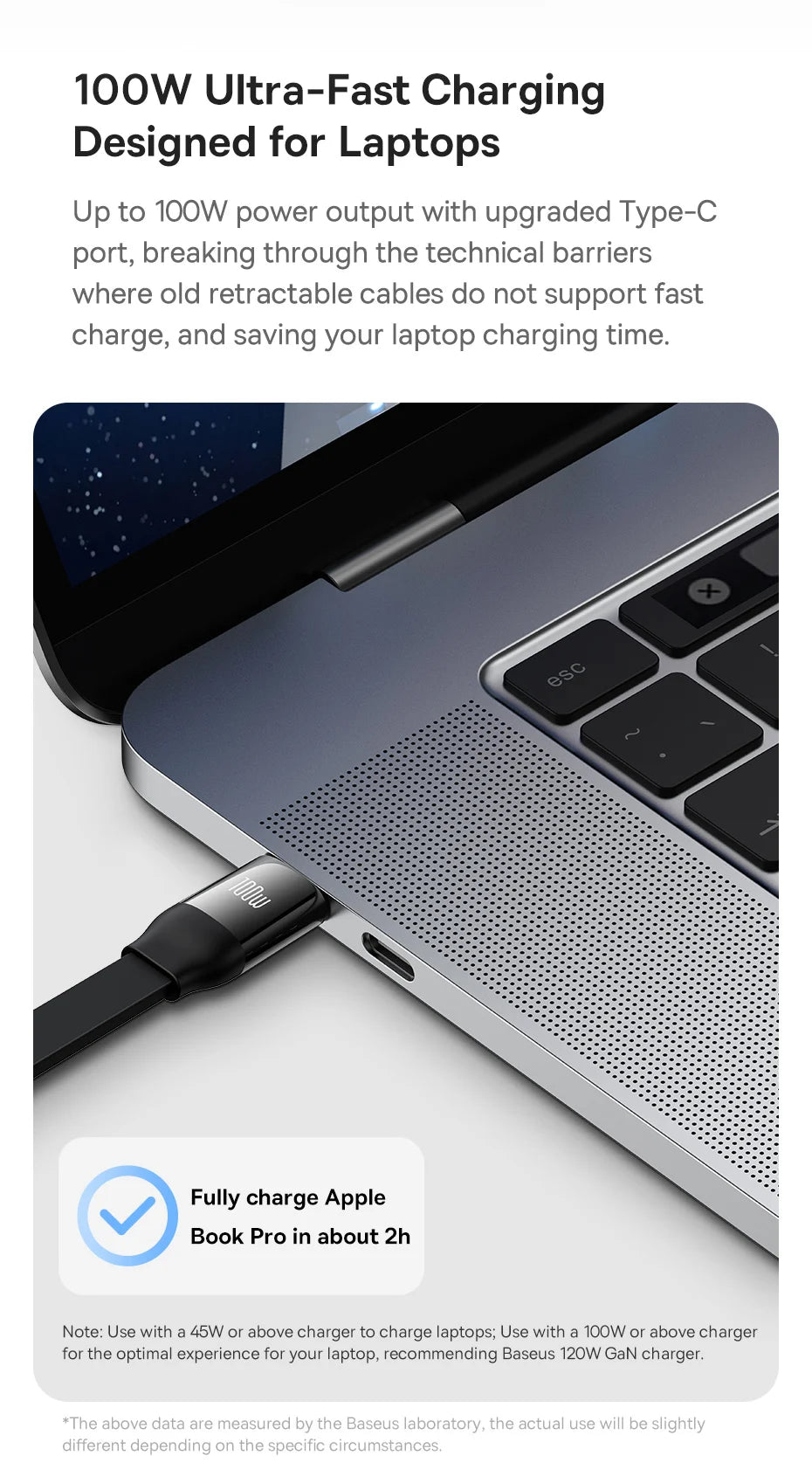 Vysúvací 100W 3v1 USB-C nabíjací kábel pre notebook a telefón