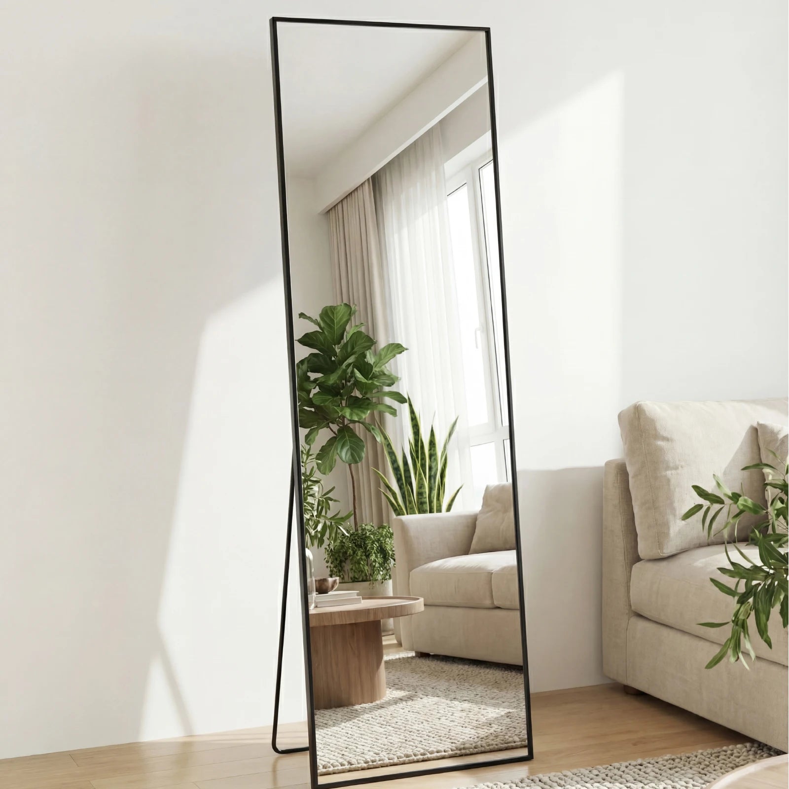 56x15 Full Length Mirror with Stand & Aluminum Frame
