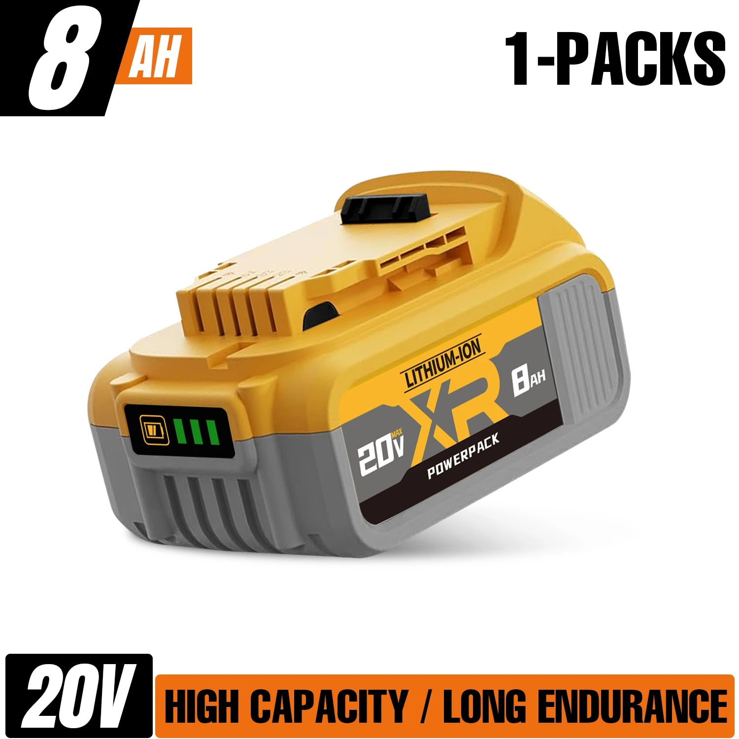 20V Replacement Battery Pack 8000mAh Li-Ion Compatible with DCB200 DCB205 DCB206 DCB210