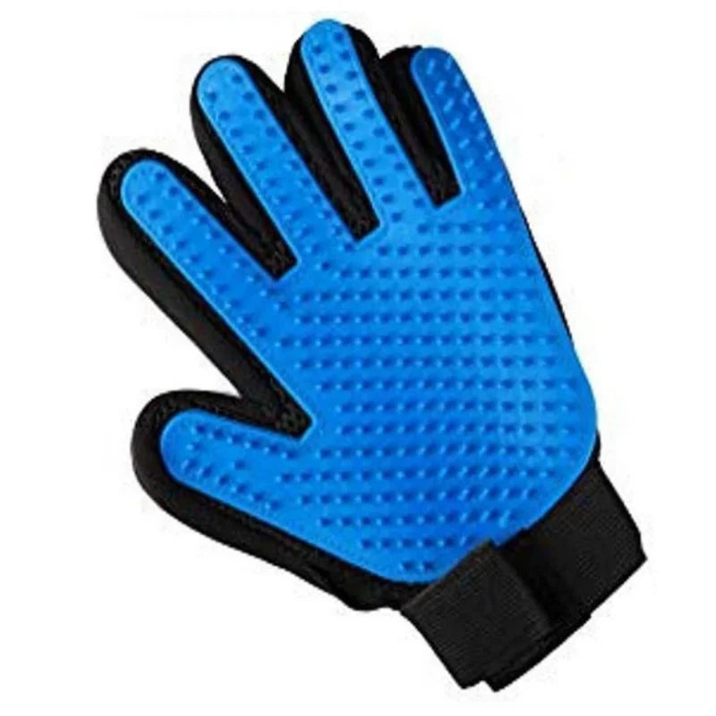 Luvas de escovagem para animais, opções de mão e par em vermelho/azul