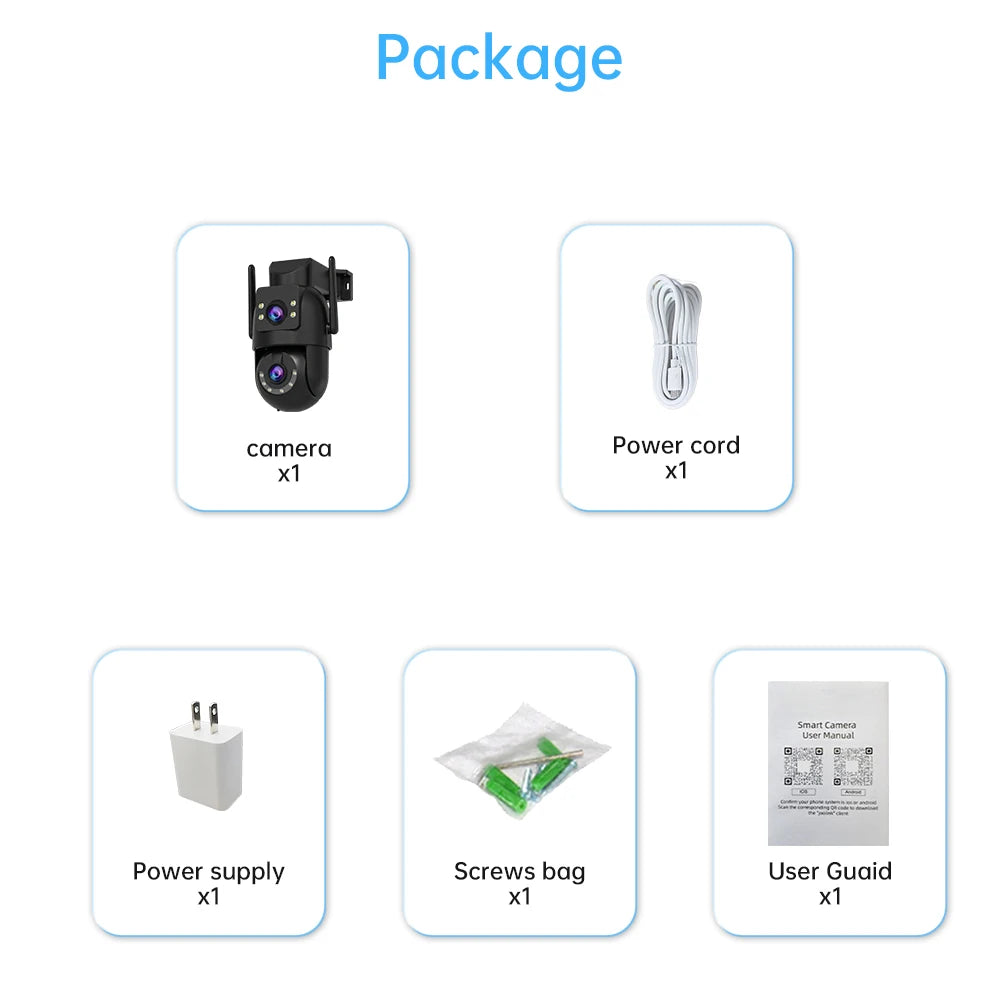 Dual Lens Outdoor Security Camera with Night Vision & 5G WiFi