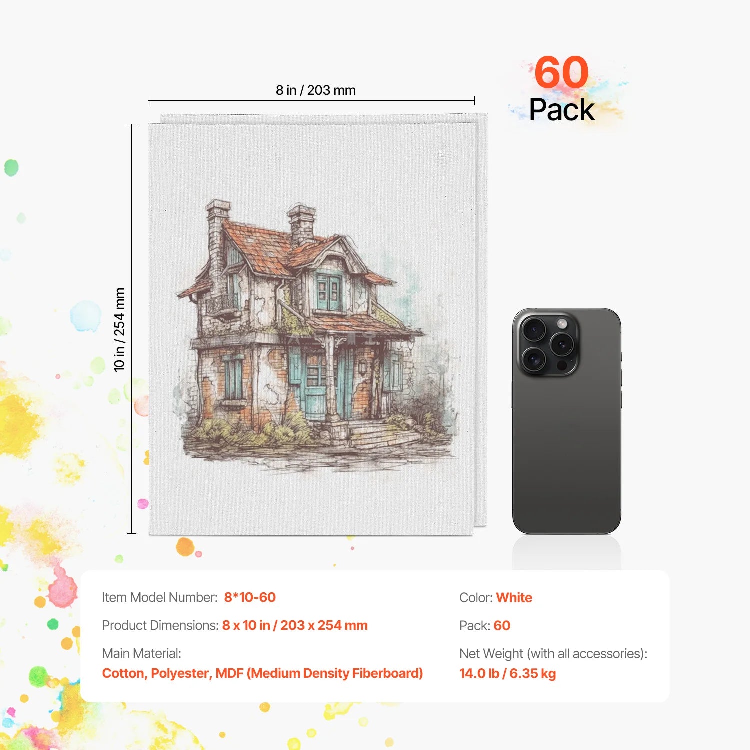 Zestaw 24 sztuk płócien malarskich 8x10 cali