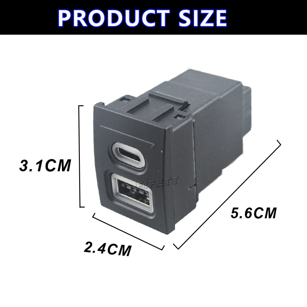 12V/24V Car Phone Charger Socket Double QC3.0 Type-C PD USB Charging Port Power Adapter For VW Polo 9N 9N3 2004-2011 Car Parts