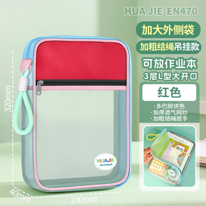 L-Shaped Open Document Bag with Subject Compartments