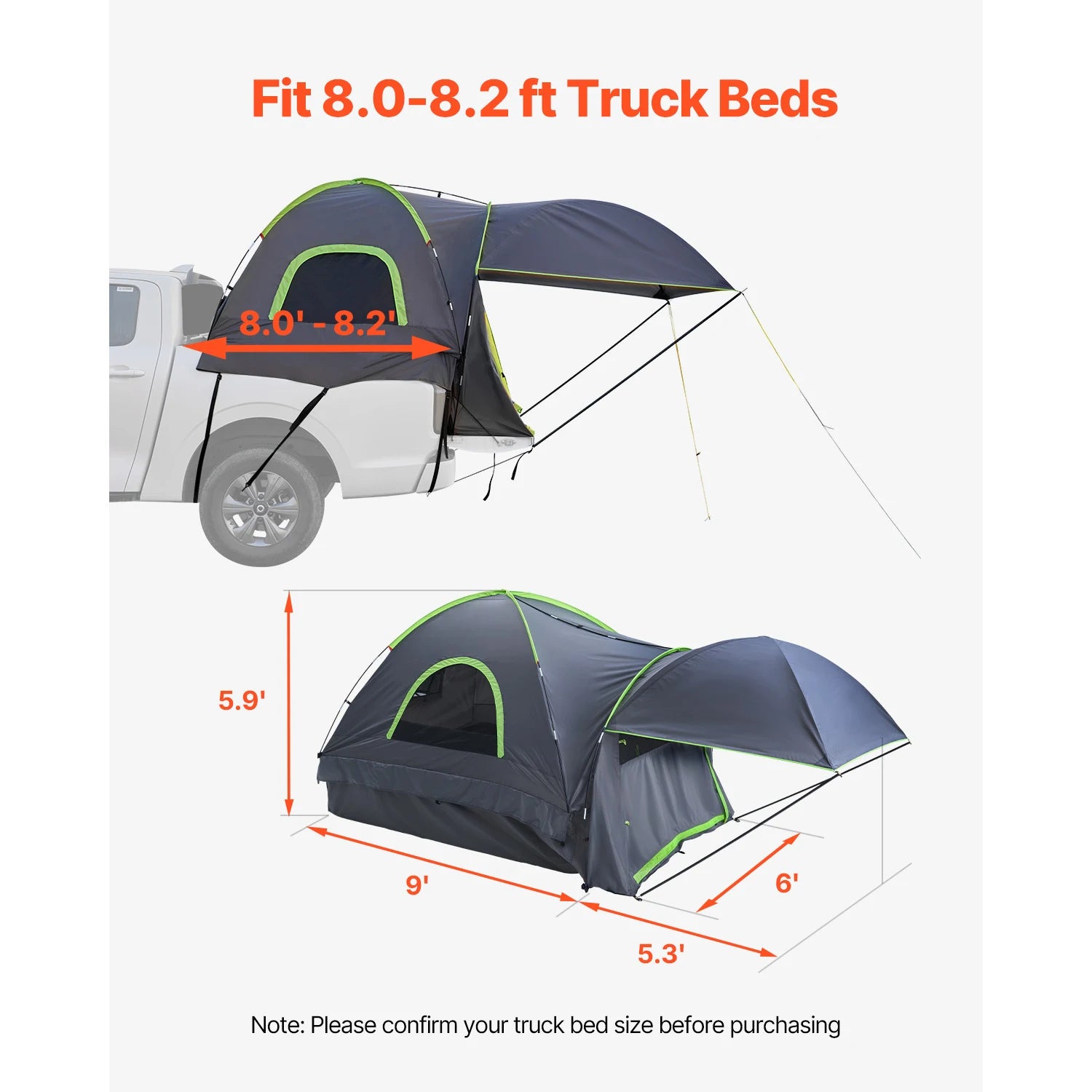 Tenda per cassone di pickup con tenda da sole – Camper impermeabile per 2-3 persone