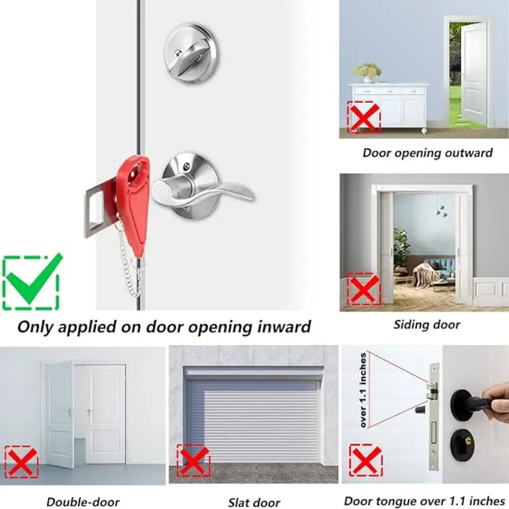 Verrou de porte de voyage portable en acier inoxydable