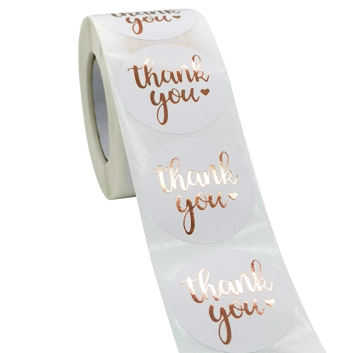 Rose Gold Thank You Sticker Roll – 500 Decorative Labels