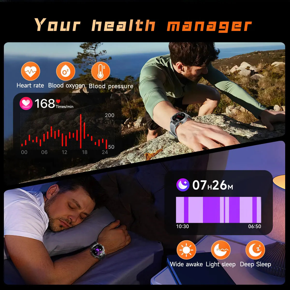 1,7-Inch Bluetooth Bel Smartwatch met Buitenverlichting