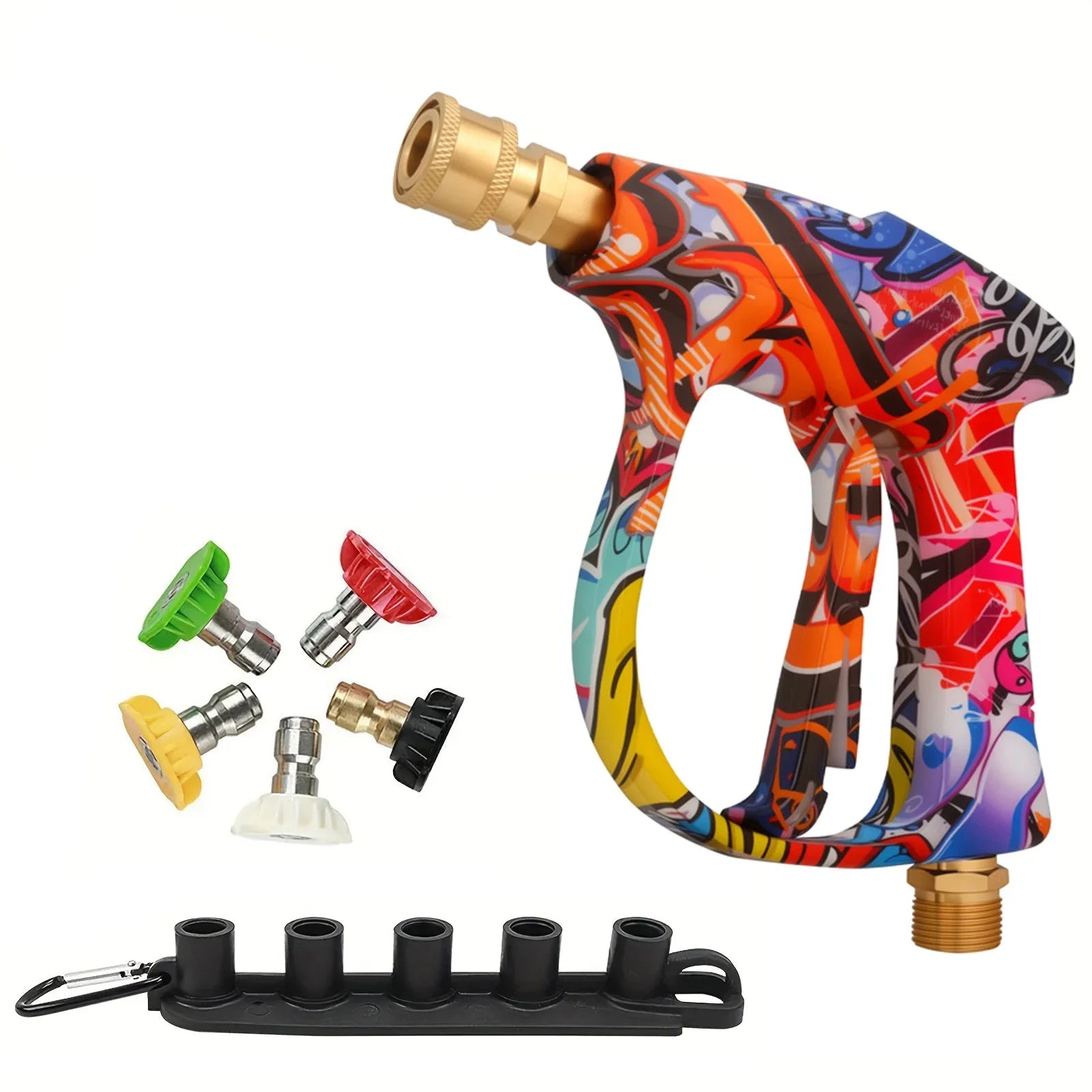 2175PSI Pressure Washer Gun, Graffiti Shell, 1L Foam Cannon, 1/4" Quick Nozzle Kit & Rubber Holder, Fits Karcher K-Series