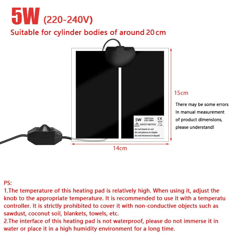 Reptile Heating Mat, 5W or 7W, EU Plug