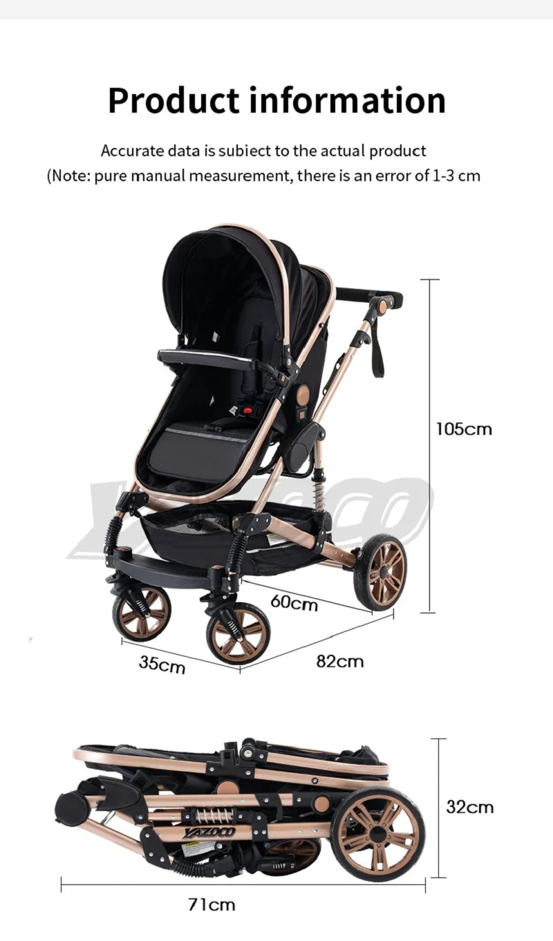 Luxurious 3‑in‑1 Baby Stroller High‑Landscape Travel System