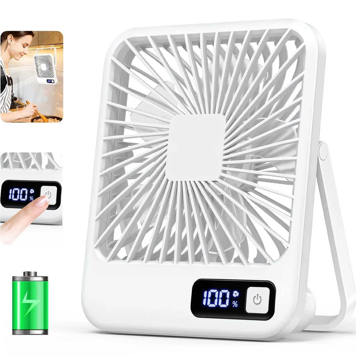 Nabíjateľný skladací stolový ventilátor, päť rýchlostí