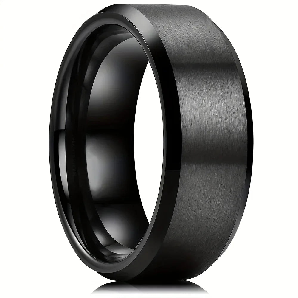 Stainless Steel Rings for Men, Colors: Black Golden Silvery Color, US Sizes 6-13, Men's Simple Band Rings