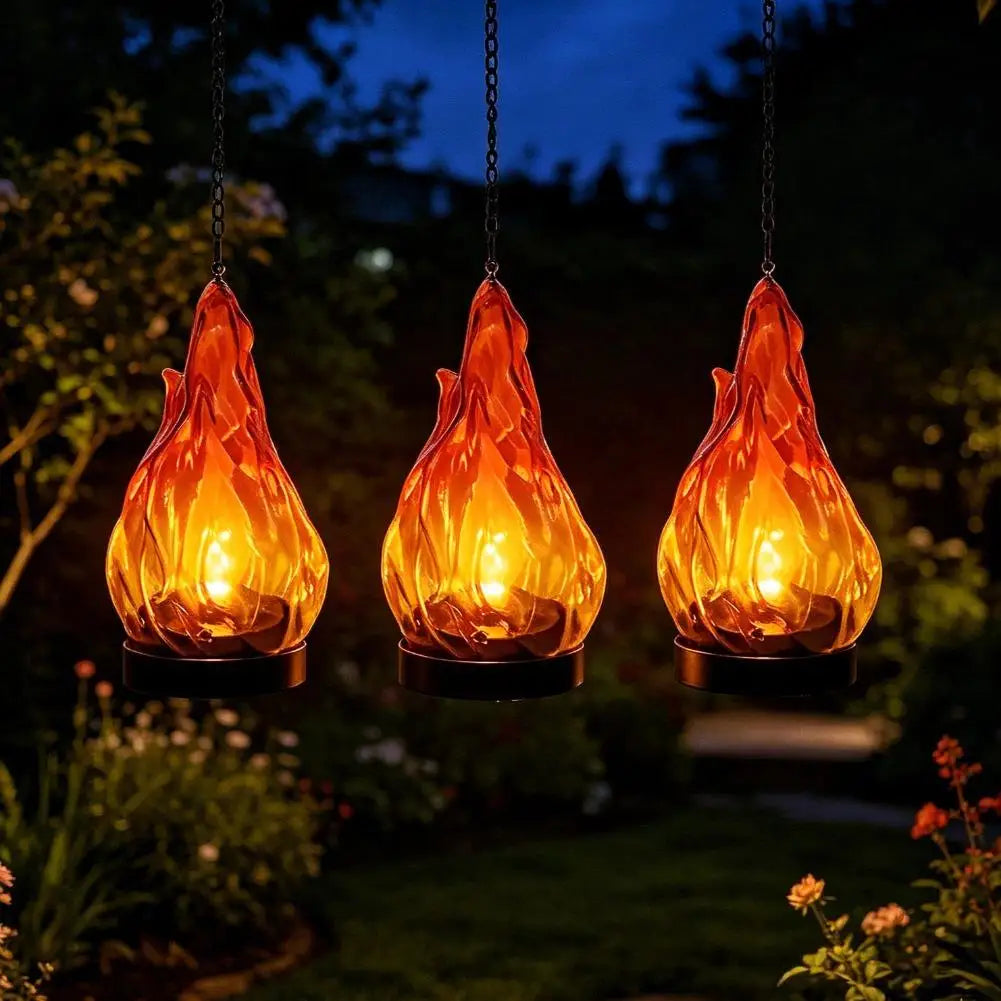 Flame-Effect Hanging LED Lantern with Chain