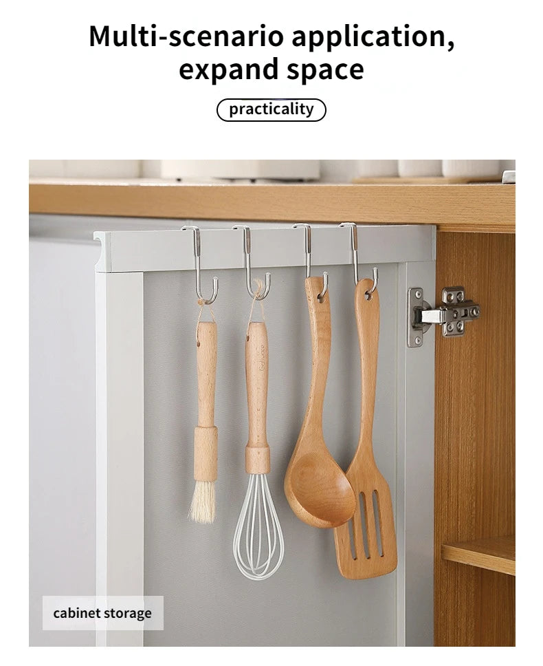 304 Stainless Steel Hook Free Punching Double S-Shape Hook Kitchen Bathroom Cabinet Door Back Type Coat Towel Storage Hanger