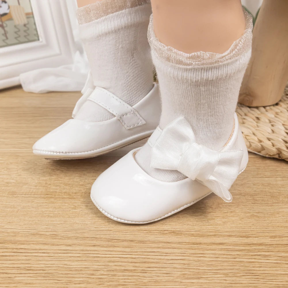 Newborn Baby Non‑Slip PU Walking Shoes with Soft Rubber Bottom