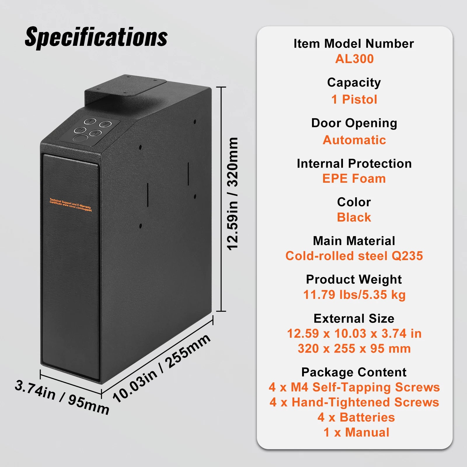 Biometric Pistol Safe with 3-Way Access & Steel Protection