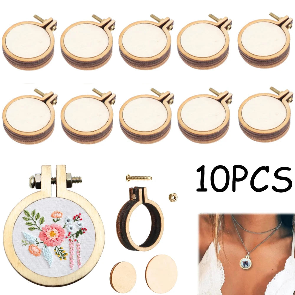 Mini Wooden Embroidery Frames, 25mm, Set of 10