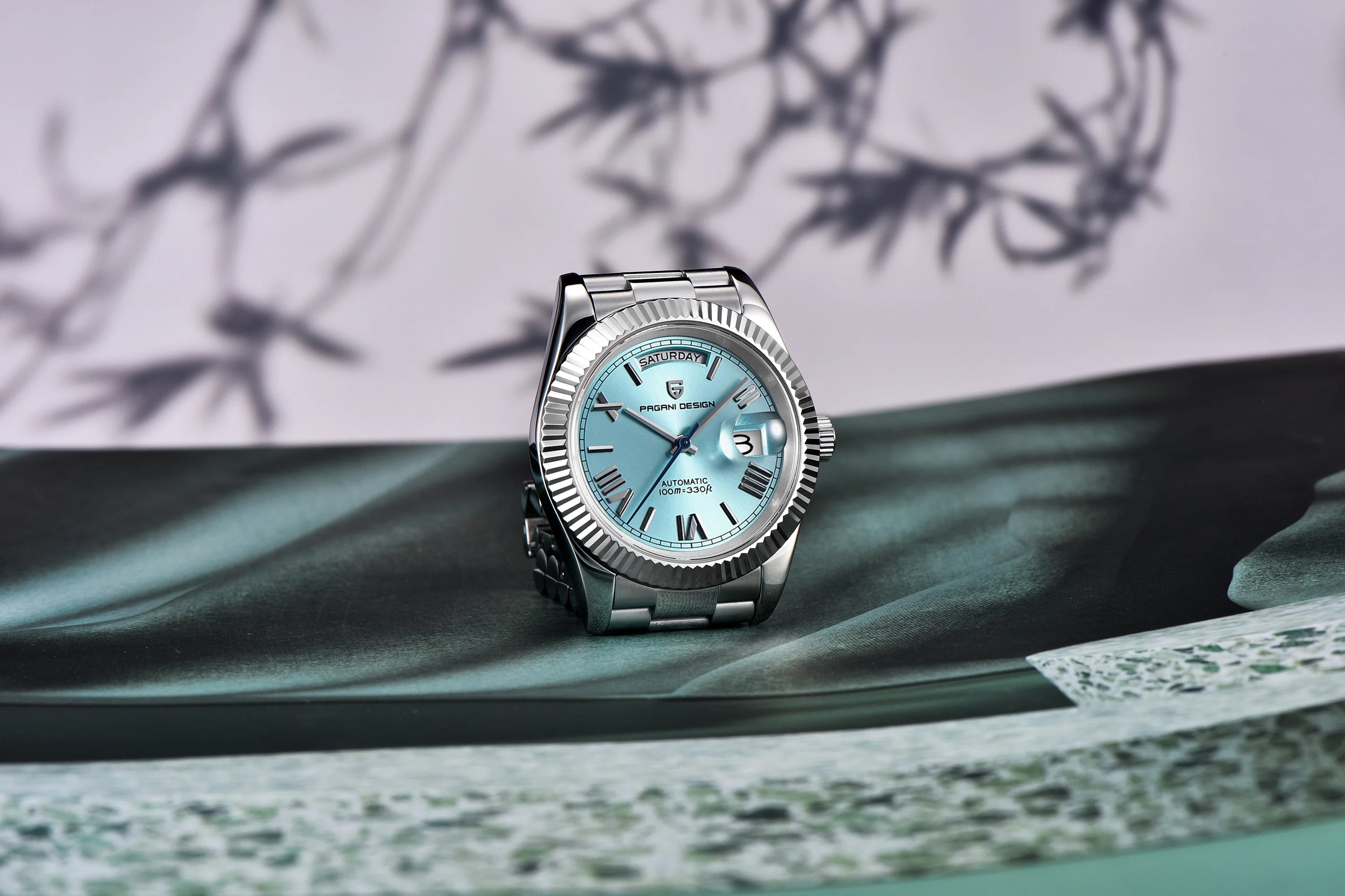 Orologio Meccanico Automatico Uomo Oro Rosa NH36A Zaffiro 10Bar
