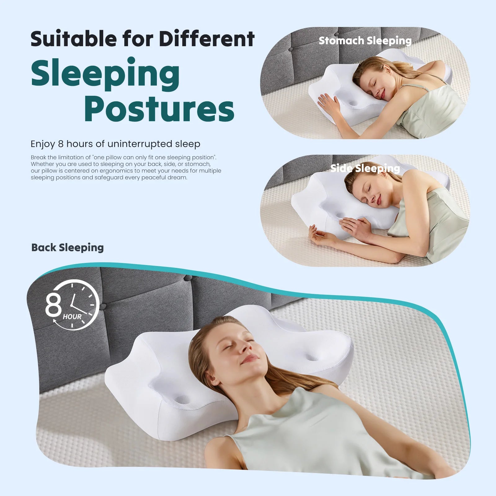 Ergonomic Memory Foam Cervical Neck Pillow with Cooling Case