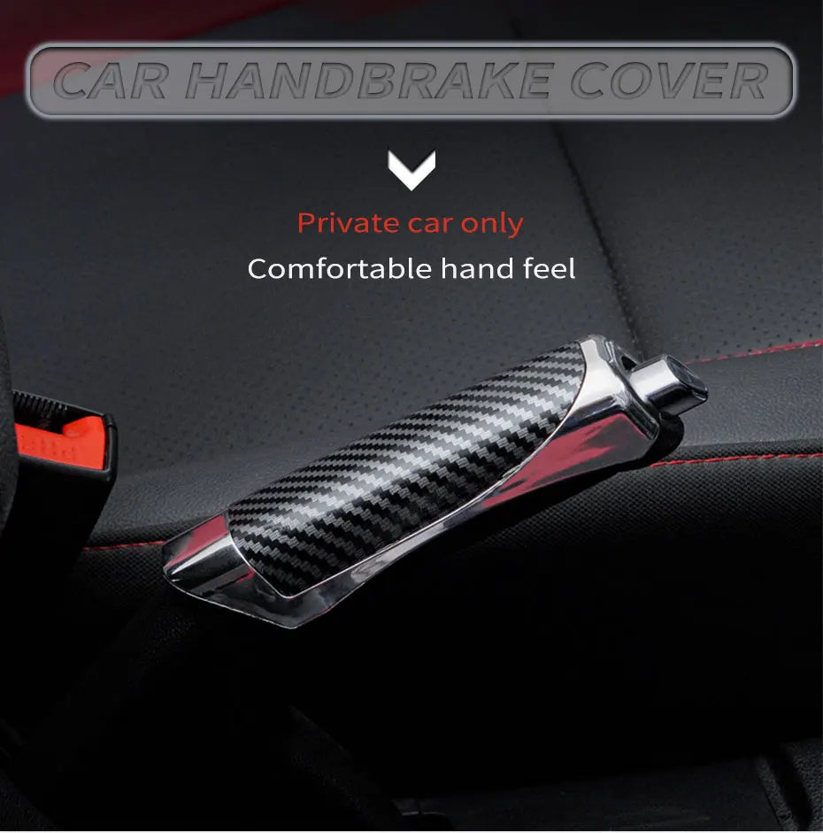 SEAMETAL Car Hand Brake Cover Handbrake Grips Protection Cover Carbon Fiber Parking Brake Decoration Shell Interior Accessories