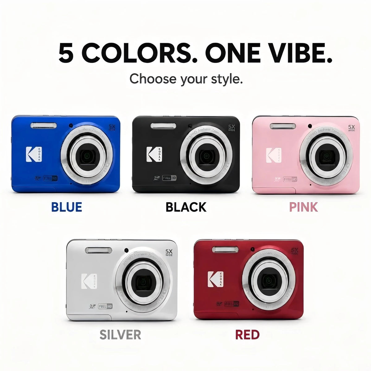 16MP Compact Digital Camera with 5X Optical Zoom and 1080P Video