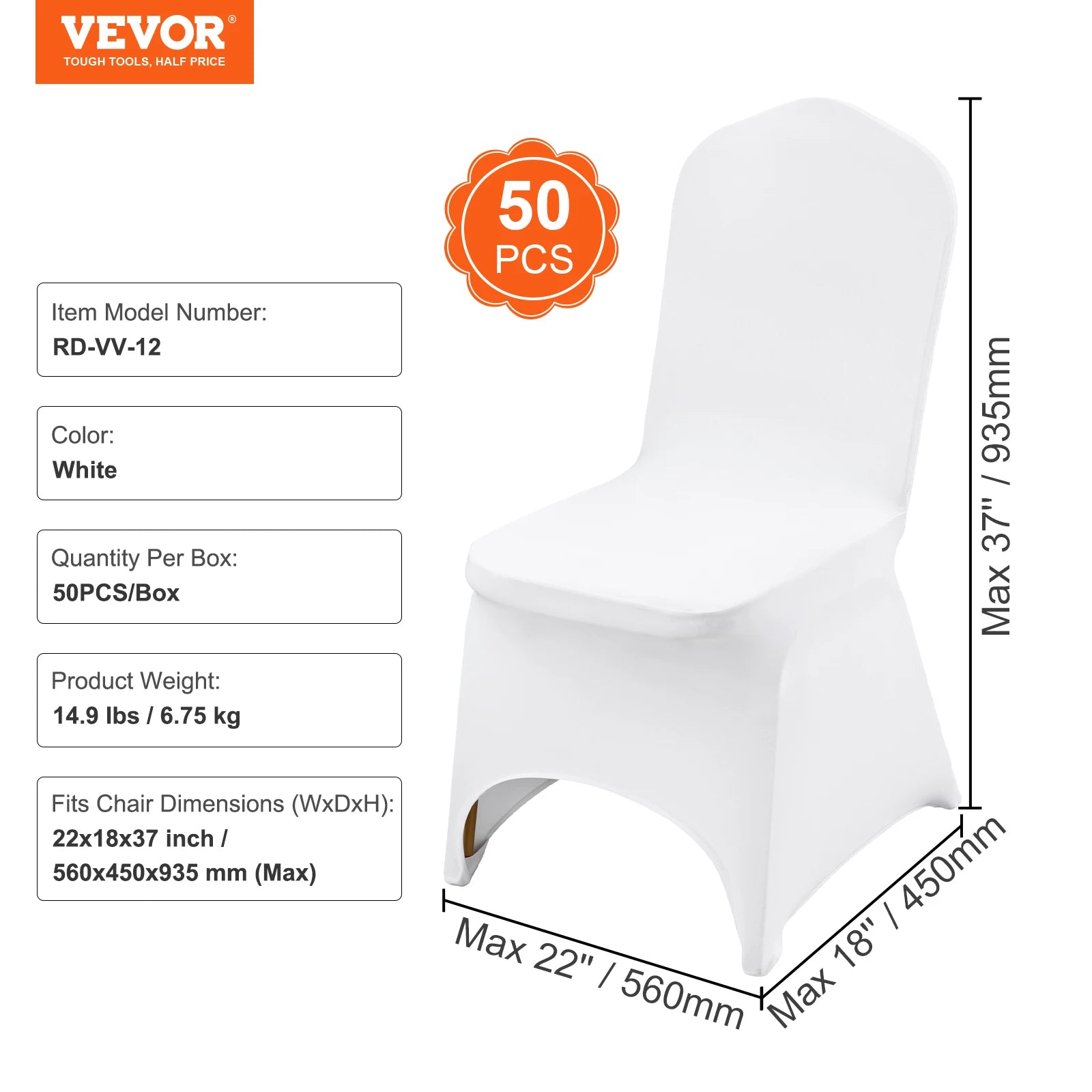 SucceBuy 12/30/50/100 piezas Portabebés de silla de boda Spandex Estiramiento Funda de Slipcover para Restaurante Banquete Hotel Comedor Fiesta Blanca Funda