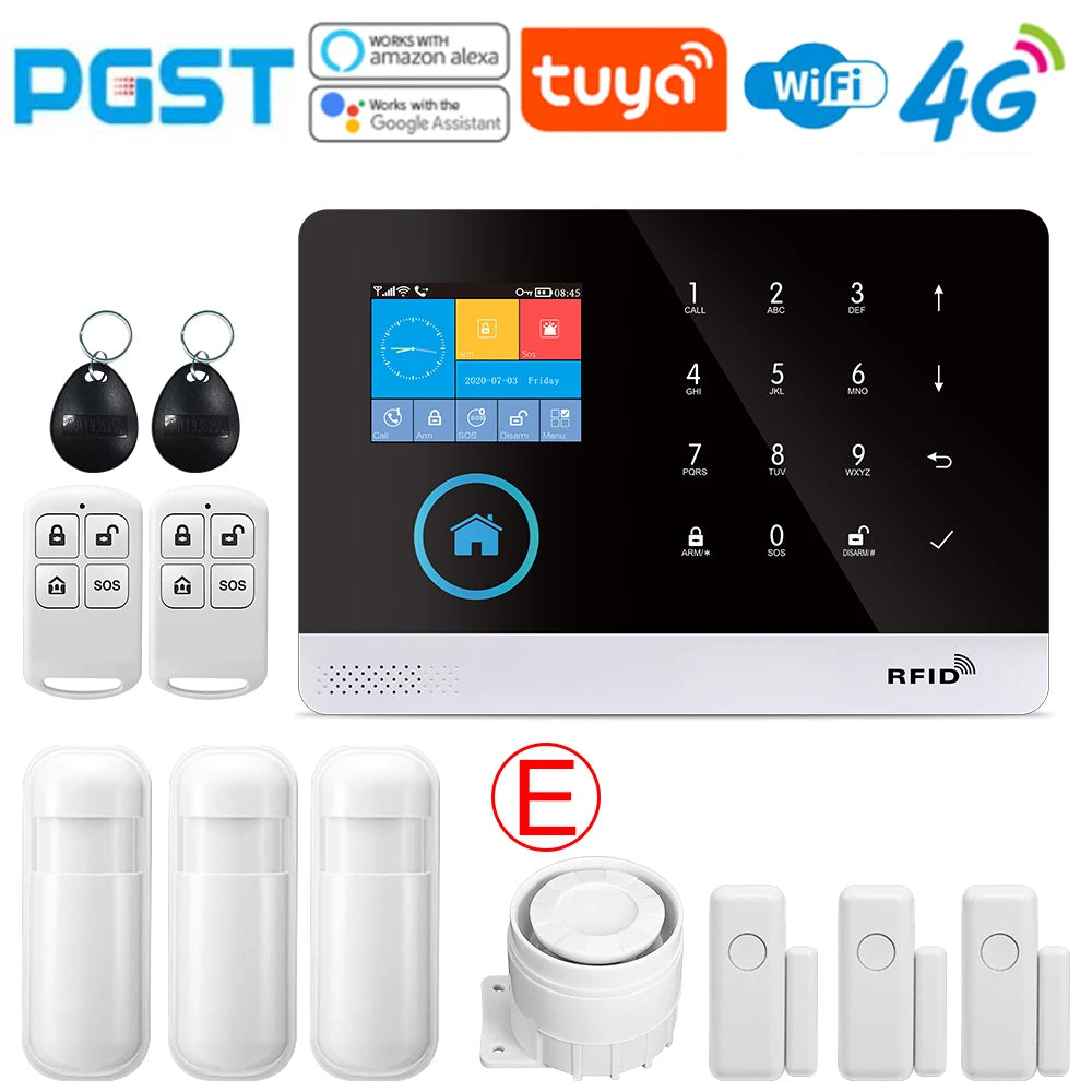 PGST-103 Graffiti Alarm System, 4G Secure Home WiFi Smart Home Alarm, Wireless Security System Device, Controlled by Smart Life