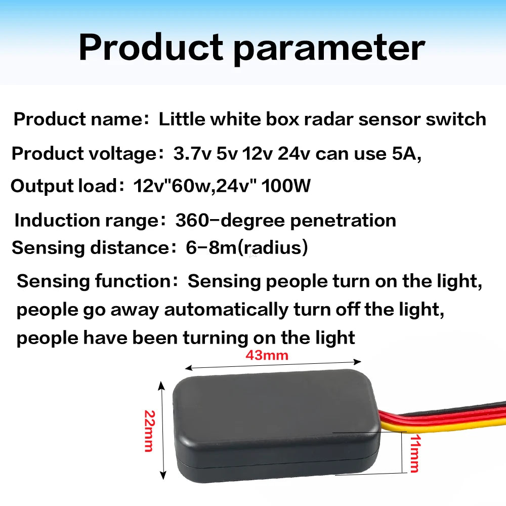 Mini Radar 360-degree Sensor Switch Custom Home Smart Sensor Switch, Radar Sensor Switch Can Penetrate Glass Walls