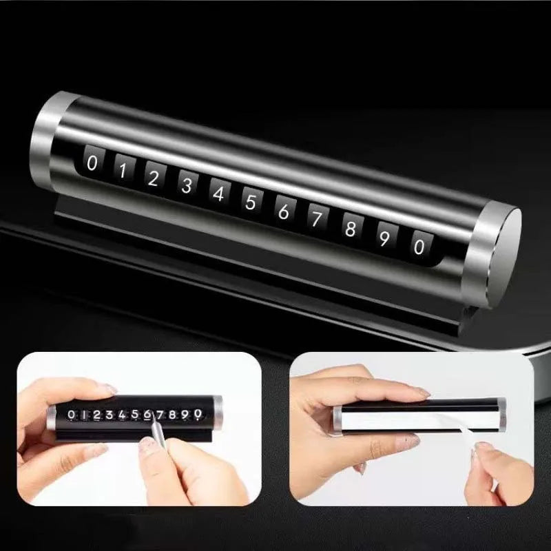 Car Temporary Parking Number Plate Black/Silver/Blue Aluminium Alloy Material Roller Adjustable Car Parking Plate Car Supplies