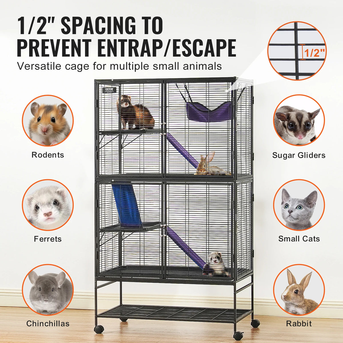 Rolling Multi-Level Small-Animal Cage