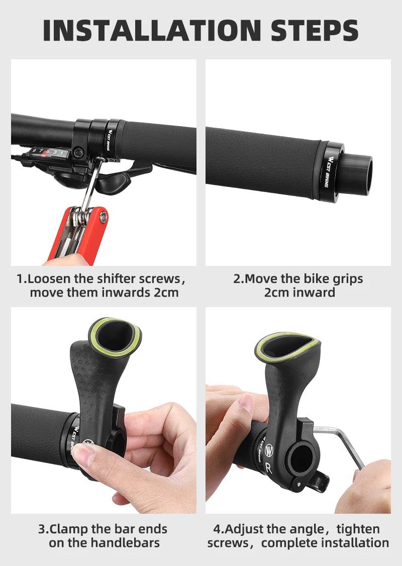 Extender ergonomici per manubrio bicicletta West Biking — coppia