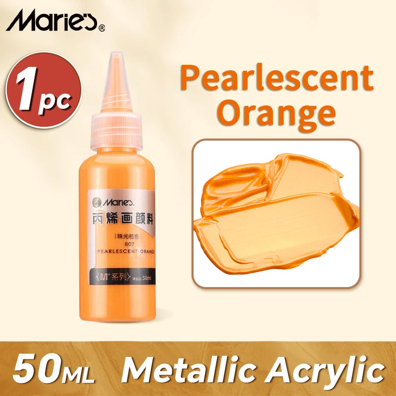 50ml Metallic Akrylmaling i Perlemorsagtig Guld & Sølv