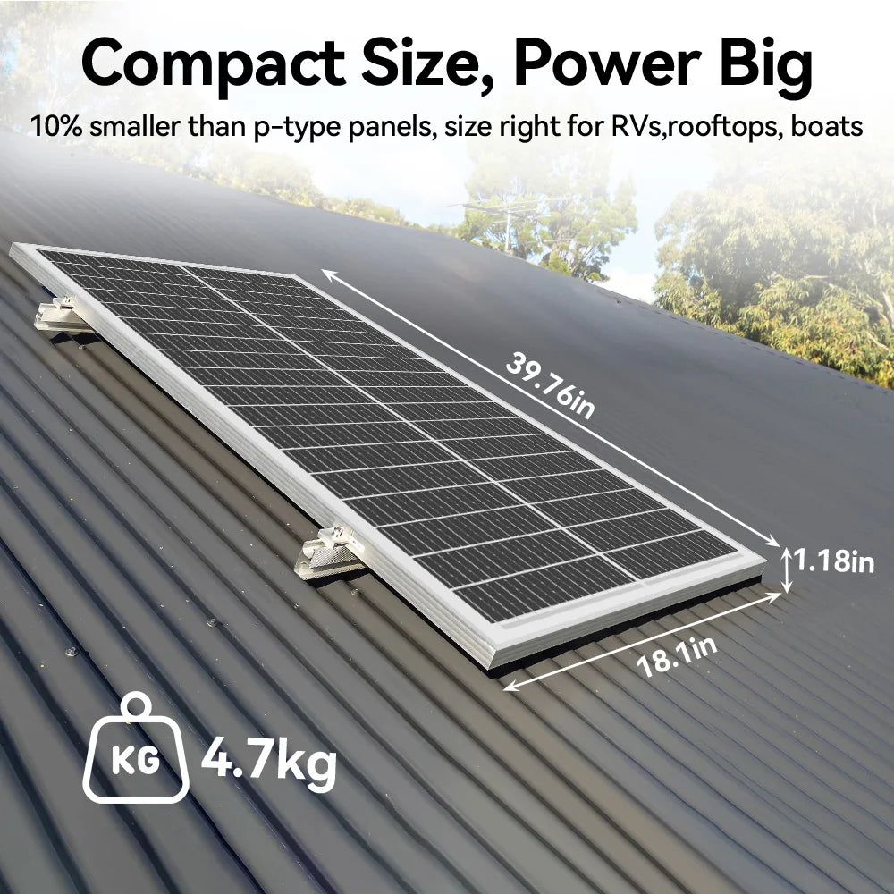 Painel Solar Monocristalino Tipo N 100W 12V 18BB