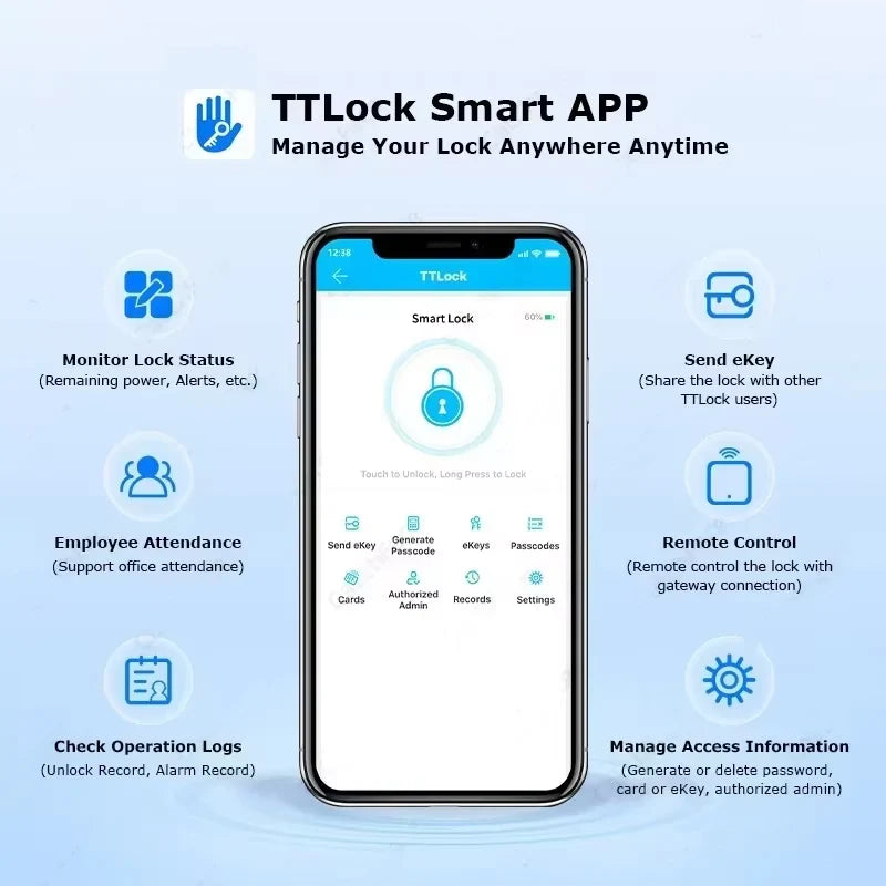 TTLock App Control Password RFID Card Euro Cylinder Door Lock Smart Lock Digital Keyless Replace Alexa (No Fingerprint)