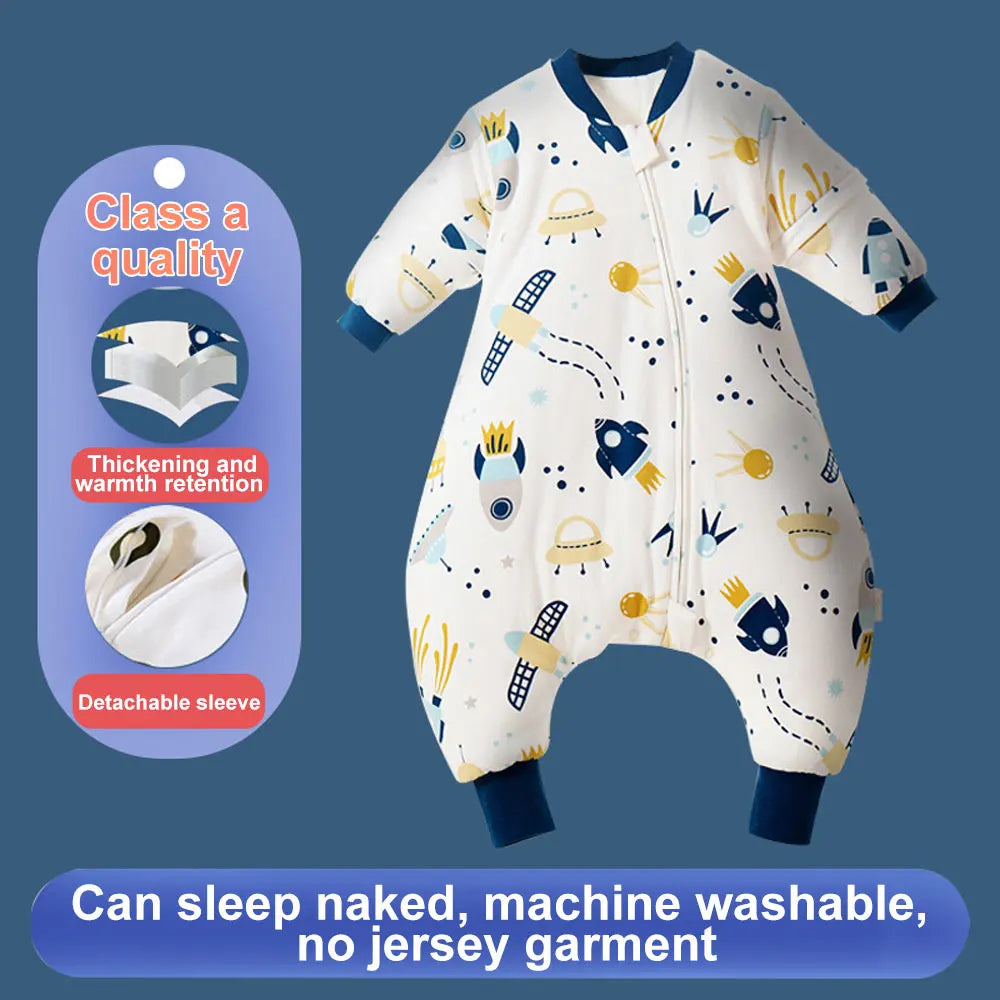 Baby Cartoon Split-Legged Sleepsack with Detachable Sleeves