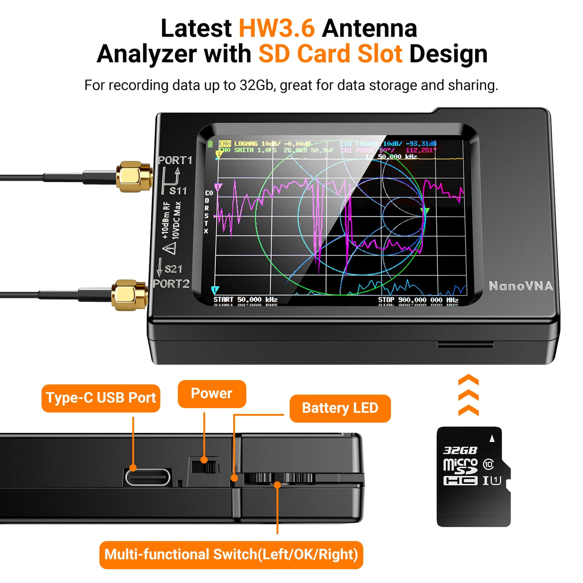 مجموعة محلل الشبكات والتردد RF NanoVNA-H