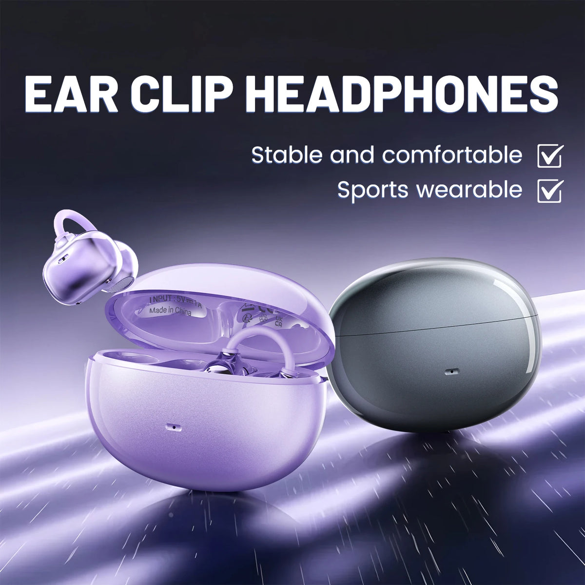 Open Ear Clip Wireless Bluetooth Earbuds with Mic