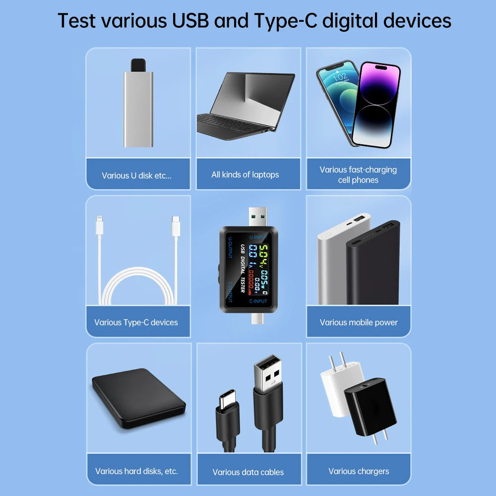 Digitaler USB-Lade-Tester - Anschlussoptionen