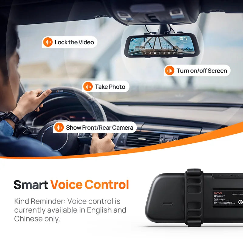 70mai Rearview Dash Cam S500 9.35'' Touch Screen 70mai S500 Car DVR 3K Super Capacitor Dual-Channel HDR Voice Control 24H Park